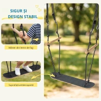 AIYAPLAY Leagăn skateboard pentru copii cu înălțime reglabilă, placă antiderapantă, frânghie rezistentă la intemperii, mânere Negru(m-7)