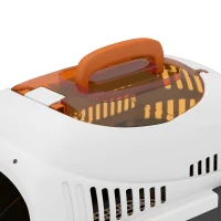 PawHut Plastic Pet Carrier Hard Shell Dog Cat Carrier Max 4 KG Steel Door Feed Bowl Secure Lock 49 x 32 x 31 cm(m-11)