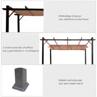 Outsunny Pergola met schaduwdoek 300x400 cm voor Party & Bloemist, Grijs + Bruin(m-6)