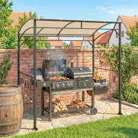 Outsunny grill paviljoen BBQ paviljoen grill paviljoen tuintent vlamvertragend dak(m-8)