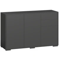 HOMCOM Mobile buffet con 2 cassetti, 3 ante e ripiano regolabile, 117x36x74 cm, nero(m-1)