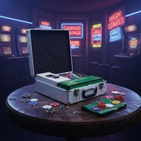 SPORTNOW Poker-Set, 500 Chips, Würfel, 2 Kartendecks, Zubehör, Koffer, für 10 Spieler(m-10)