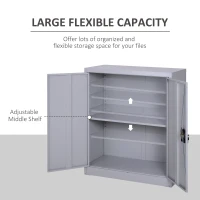 Vinsetto Aktenschrank Stahlschrank Mehrzweckschrank mit verstellbarem Regal und Schloss für Arbeitszimmer Wohnzimmer Grau(m-5)