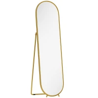 HOMCOM Espejo de Cuerpo Entero Ovalado con Marco Metálico 50x180 cm Dorado(m-1)