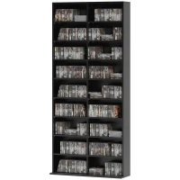 HOMCOM Rangements pour CD et DVD 18 compartiments capacité max. 640 CD/360 DVD 430 Blu-ray 78,5 x 24 x 175 cm noir(m-12)