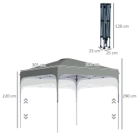 Outsunny 3 x 3 (M) Pop Up Gazebo - UPF 50+ Foldable Canopy Tent with Carry Bag on Wheels and 4 Leg Weight Bags, Height Adjustable, for Outdoor Garden Patio Party, Dark Grey(m-15)