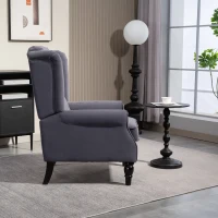 HOMCOM Wingback Accent Chair, Retro Upholstered Button Tufted Occasional Chair for Living Room and Bedroom, Charcoal Grey(m-9)