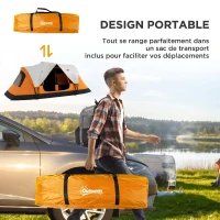 Outsunny Tente de camping familiale 6 pers. double toit légère ventilée facile à monter sac de tranport orange(m-7)