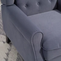 HOMCOM Wingback Accent Chair, Retro Upholstered Button Tufted Occasional Chair for Living Room and Bedroom, Charcoal Grey(m-11)