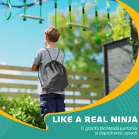 AIYAPLAY Parcurs de obstacole Ninja pentru copii 10 M kit tirolian complet 7 piese încărcare 50 kg, instalare ușoară, verde(m-4)