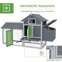 Pawhut krielkippenhok met nestkast pluimveehuis grijs(m-5)