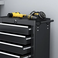 HOMCOM 5-Drawer Tool Chest with Wheels, Steel Lockable Tool Storage Cabinet with Handle, 2 Keys for Garage, Workshop, Black(m-9)