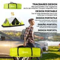 Outsunny Tenda da Campeggio 3 posti con 2 Spazi Separati, in Poliestere e Fibra di Vetro, 450x215Px180 cm, Verde(m-7)