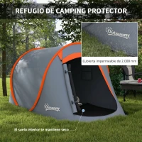 Outsunny Tienda de Campaña Pop-Up para 2-3 Personas Plegable Impermeable de 2000 mm con Bolsa de Transporte 245x148x105 cm Gris(m-5)