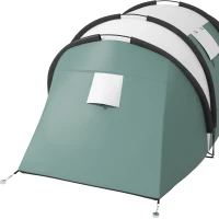 Outsunny Lichtgewicht Waterafstotende Campingtent voor 4-5 Personen met 3 Kamers, Zijdeur en Ramen in Donkergroen(m-9)
