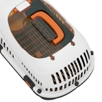 PawHut Plastic Pet Carrier Hard Shell Dog Cat Carrier Max 4 KG Steel Door Feed Bowl Secure Lock 49 x 32 x 31 cm(m-10)