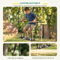 AIYAPLAY Leagăn skateboard pentru copii cu înălțime reglabilă, placă antiderapantă, frânghie rezistentă la intemperii, mânere Negru(m-5)