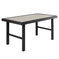 Outsunny Table basse de jardin rectangulaire table de jardin avec plateau SPC à effet bois en métal, 100 x 52 x 46 cm, noir(m-11)