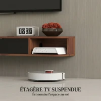HOMCOM Meuble TV Suspendu, Meuble Télé pour Téléviseur jusqu'à 50 Pouces, Tiroir Rabattable, 2 Étagères, 120x24x16cm, Noyer(m-4)