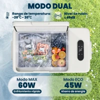 Outsunny Nevera Portátil Eléctrica 16,8L Refrigerador de Coche 12/24/220V -20℃ a +20 ℃ con Pantalla Luz LED 59x32x28 cm Blanco(m-4)