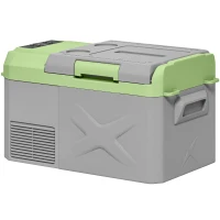 Outsunny Nevera Portátil Eléctrica 17,4L Refrigerador de Coche 12V-220V -20℃ a +20 ℃ con Pantalla Luz LED 61x34x32,4 cm Gris(m-11)