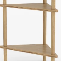 HOMCOM Bamboo Storage Shelf, 5-tier Corner Shelf, Freestanding Shelving Unit for Living Room, Home Office, Natural Wood Finish(m-12)