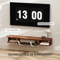 HOMCOM Meuble TV Suspendu, Meuble Télé pour Téléviseur jusqu'à 50 Pouces, Tiroir Rabattable, 2 Étagères, 120x24x16cm, Noyer(m-5)
