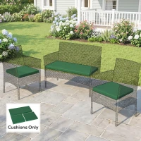Outsunny Outdoor Seat Cushion Pads for Rattan Furniture, 3 PCs Garden Furniture Cushions, Green(m-8)