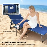 Outsunny Five-Position Reclining Sun Loungers Set of 2 - Dark Blue(m-6)