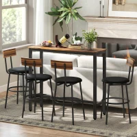 HOMCOM Tavolo Bar Alto e Rettangolare in Stile Industriale, in Acciaio e Legno, 120x40x100 cm Marrone Rustico(m-8)