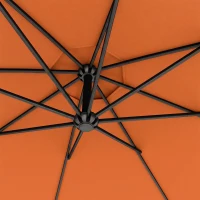 Outsunny 3 m Cantilever Parasol with Cross Base, Offset Outdoor Umbrella with Crank Handle, Hanging Sun Shade, Orange(m-10)