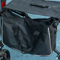 HOMCOM Folding Rollator Walker with 6 Adjustable Handle Height for People with Limited Mobility, Red(m-9)