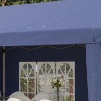 Outsunny Opklapbare tuinpaviljoen van 6 x 3 m, halfopen, verwijderbare zijwanden, grote ramen, draagtas, stalen frame, blauw(m-12)