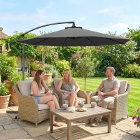 Outsunny 3m Overhanging Cantilever Parasol, with Cross Base - Grey(m-2)