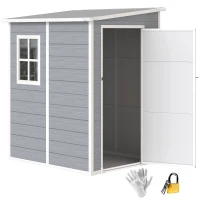 Outsunny Tuinschuur Metaal, Aluminium, Ruime Tuinschuur Met Slot, Ventilatie En Daglicht, 122x149x192/177 Cm, Grijs(m-15)