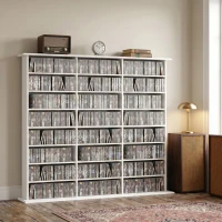 HOMCOM Aufbewahrungsmöbel 1032 CDs / 594 DVDs, Multimedia-Regal, 24 Fächer und 18 verstellbare Regalböden, Weiß(m-4)