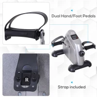 HOMCOM Mini Exercise Bike, Portable Pedal Exerciser, Under Desk Bike with LCD Display for Legs and Arms Training, Silver Tone(m-5)
