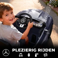 AIYAPLAY Elektrische kinderauto, Mercedes-design, 12V motoren, afstandsbediening, LED-lichten, muziek, voor 3-6 jaar, grijs(m-7)