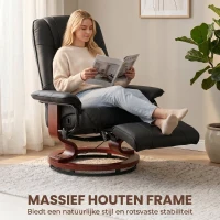 HOMCOM TV fauteuil verstelbare fauteuil kunstleder 360 ° draaistoel, kantelbare houten voet(m-7)