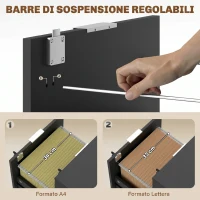 HOMCOM Schedario da Ufficio con 2 Cassetti, Serratura, Ruote a Freno, per Formato A4/Legale, 42x40x60 cm, Nero(m-5)