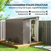 Outsunny Metalen tuinhuis 2,81m² 154x206,5x181 cm tuinschuur met schuin dak en fundering(m-4)