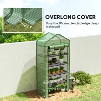 Outsunny 5 Tier Widened Mini Greenhouse with Reinforced PE Cover, Portable Indoor Outdoor Green House with Roll-up Door and Wire Shelves, 90 x 49 x 193cm, Green(m-8)