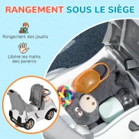 AIYAPLAY Porteur enfants, porteur bébé voiture à pousser 3 en 1 avec robot thème, pédales, poignée parentale, blanc(m-8)
