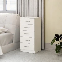 HOMCOM Commode 5 tiroirs, meuble de rangement étroit, style moderne, pour chambre à coucher, salon, couloir, 40x35x85cm, blanc(m-2)