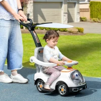 AIYAPLAY Porteur enfants, porteur bébé voiture à pousser 3 en 1 avec robot thème, pédales, poignée parentale, blanc(m-2)
