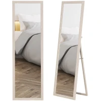 HOMCOM Miroir sur Pied Rectangulaire 160 x 50 cm, Cadre Texturé à Effet Pierre, Angle d'Inclinaison Réglable, Blanc(m-12)