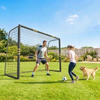 SPORTNOW Poartă de Fotbal Cu Plasă Și Căptușeală din Epe, Negru și Galben(m-9)