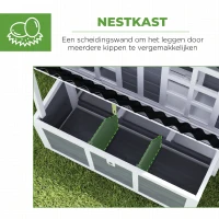 PawHut Kippenren met Legnest voor 2-4 Kippen, Waterdicht Dak, Sparrenhout, Kunststof, 100 x 86 x 100 cm, Lichtgrijs(m-5)