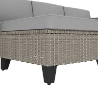 Outsunny 5-Piece Rattan Patio Furniture Set with Corner Sofa, Footstools, Coffee Table, for Poolside, Brown(m-10)