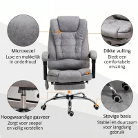 Vinsetto Bureaustoel met Massagefunctie, Ergonomische Bureaustoel met Leun- & Warmtefunctie, Afstandsbediening, Grijs(m-8)